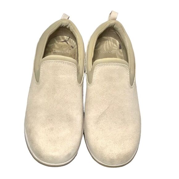 Lands End Suede Slip-on Shoes Women’s Size 8 1/2 D Tan - Picture 2 of 7